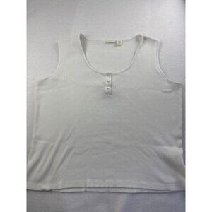Caslon Womens Sleeveless White Top Size L 100% Cotton Ribbed Style Made In Maria